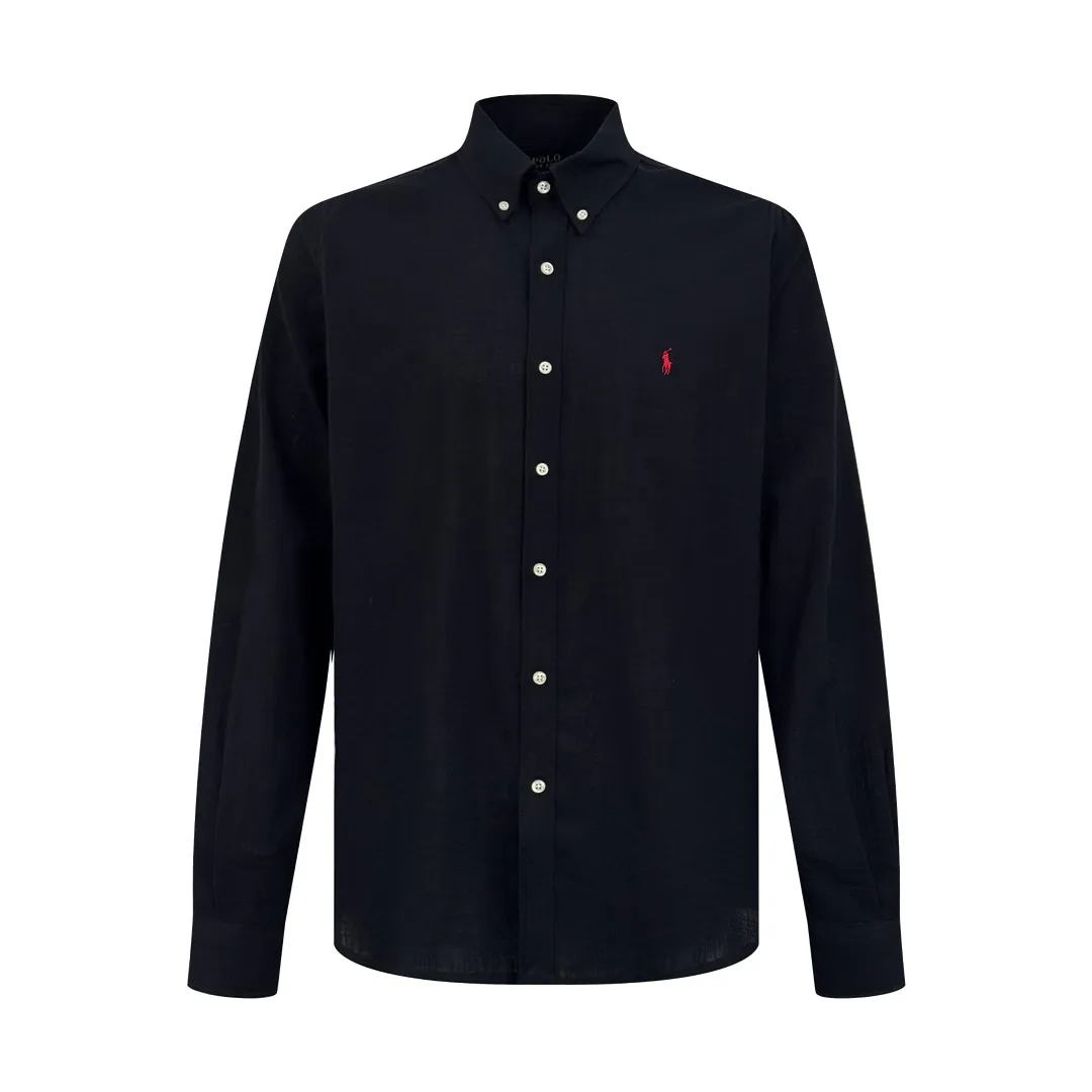 P380 Ralph Lauren embroidered linen shirt. Selected high-quality linen material. It has natural texture and breathability. It is tight and smooth, comfortable and close to the skin. It is elegantly presented with a touch of deep ink. The exquisite red pony mark is embellished, like a smart flame in the dark night. The clever design of the external pleats and split back shoulders adds a sense of agility and detachment. The minimalist shape contains the soul of fashion. Process 1: Adopting imported machine embroidery technology and using advanced computer control systems and precision mechanical components to achieve the iconic pony embroidery operation with high precision and smooth and delicate lines. Process 2: Using the side-turn buried clamp sewing process, which is smooth and tidy. Process 3: The fabrics have been washed and have a better hand feel. Not easy to deform, not easy to shrink, not easy to fade, and maintain long-term beauty. Accessories: Customized 1:1 thick plate resin buckle Customized 1:1 Ralph Lauren trademark Fit: Loose fit Size: S M L XL Style number: 25246